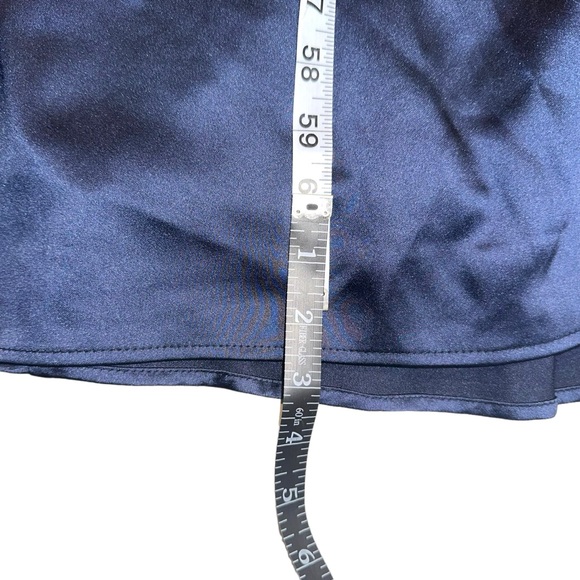 Ieena For Mac Duggal One Shoulder Bow Detail Navy Satin Gown 12 LN worn once - Picture 8 of 9